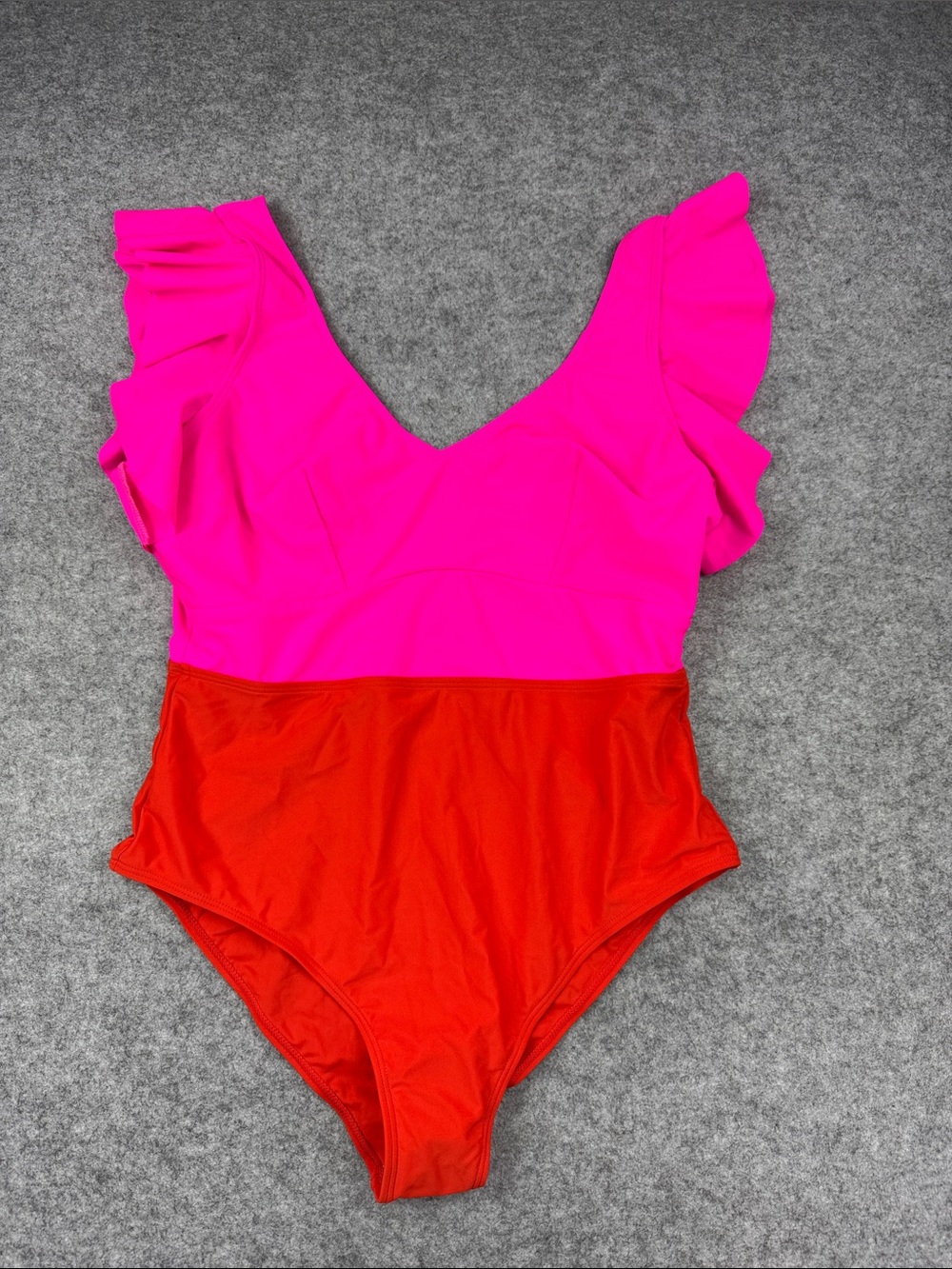 Chic Soul Pink and Red Ruffle One-Piece Swimsuit